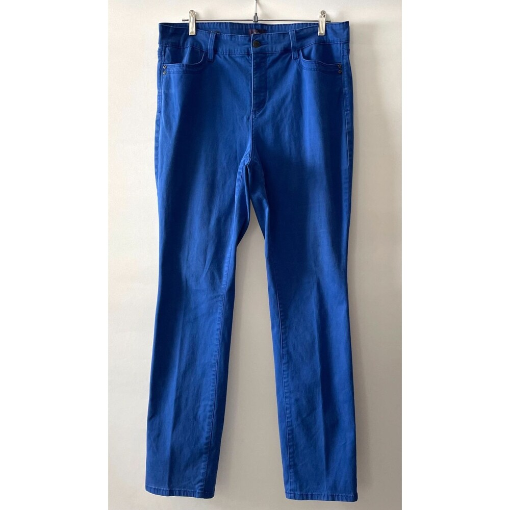 NYDJ Lift Tuck Womens Blue High Rise Samantha Slim Stretch Straight Leg Jeans 16